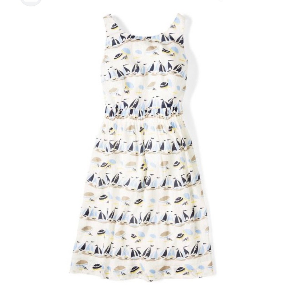 BODEN Hattie Sailboat Fit & Flare 100% Cotton Sleeveless Nautical Beach Dress 8R